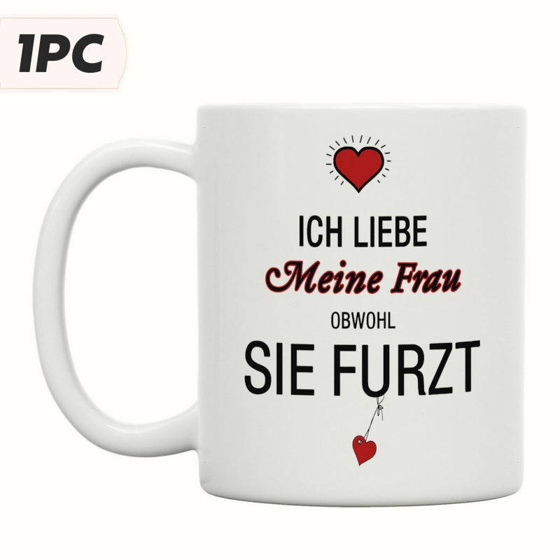 Tailorly White Ceramic 11 oz Mug - Minimalistic Featuring Red Hearts And Humorous Sentiment Mug
