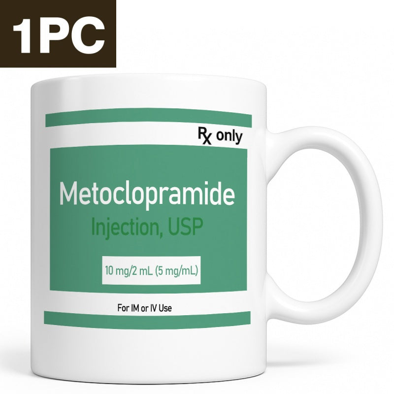 Tailorly White Ceramic 11 oz Mug - Metoclopramide Injection USP Rx Only Professional Pharmaceutical Style Label Graphic Design Printed On A Large