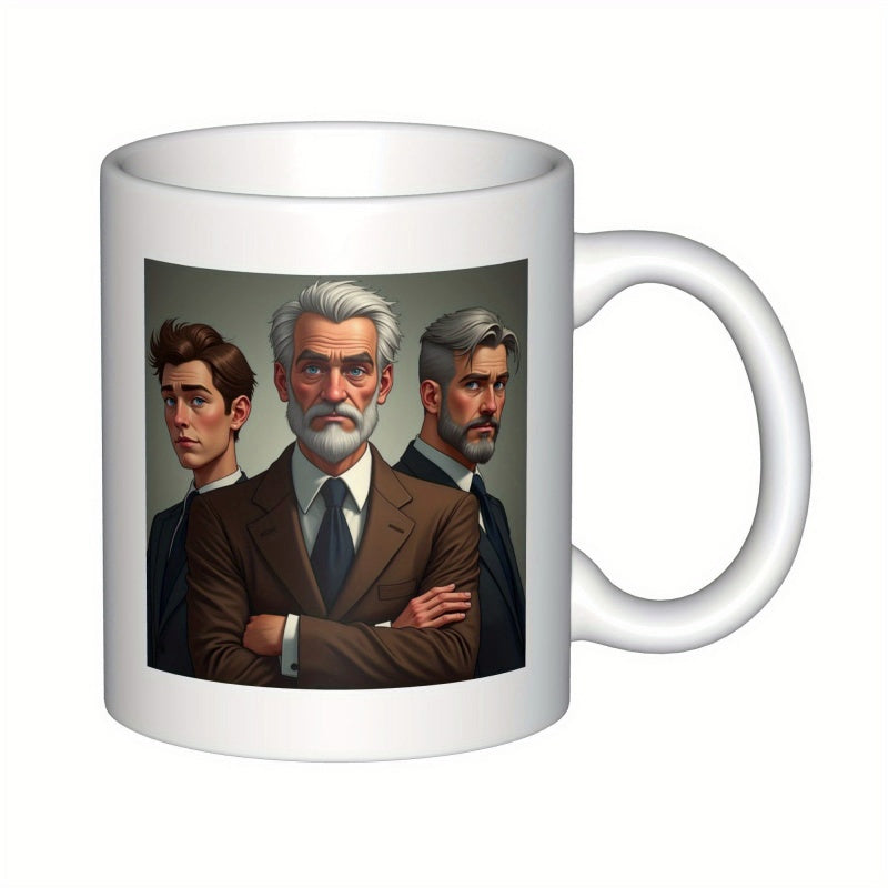 Tailorly White Ceramic 11 oz Mug - Distinguished Professional Gentlemen Wearing Elegant Formal Business Suits In Classic Portrait Men