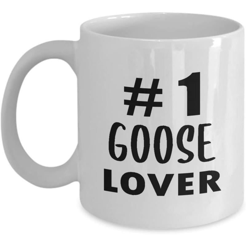 Tailorly White Ceramic 11 oz Mug - Number One Goose Lover Bold Black Minimalist Typography Style Decorative Metal Wall Art Sign