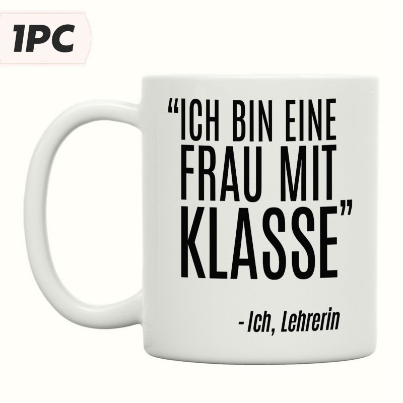 Tailorly White Ceramic 11 oz Mug - Minimalist Modern With Bold Black Vertical Lettering Mug