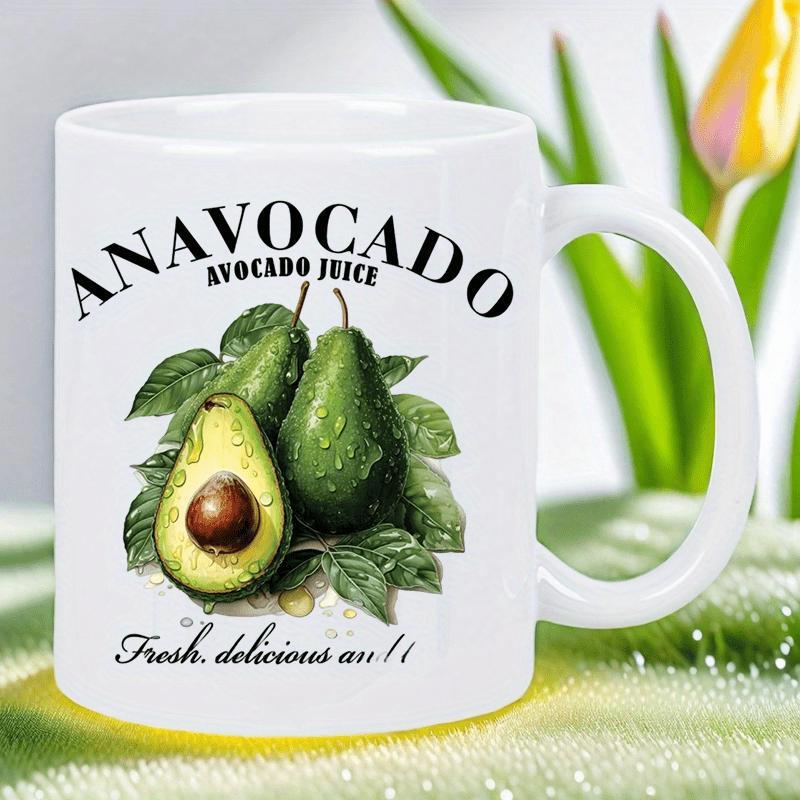 Tailorly White Ceramic 11 oz Mug - Anavocado Avocado Juice Fresh Delicious Realistic Green Fruit With Droplets Nestled Among Lush Vibrant Leaves Avocado