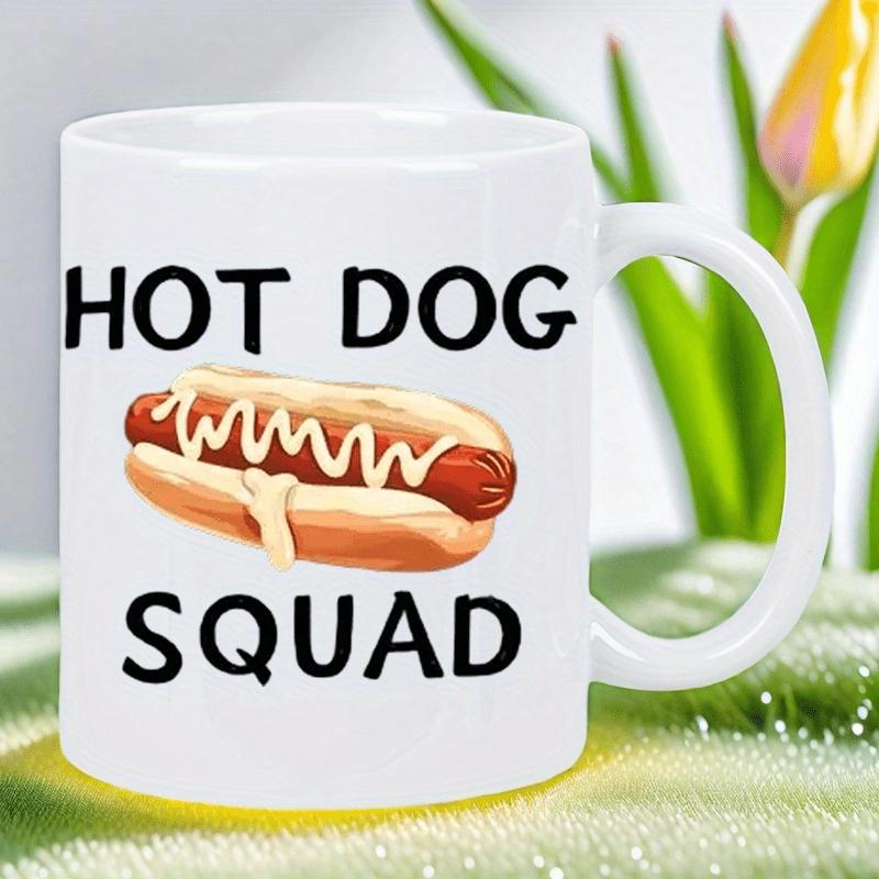 Tailorly White Ceramic 11 oz Mug - Hot Dog Squad Tasty Snack With Savory Sausage And Drizzled Creamy Mustard Hot Dog