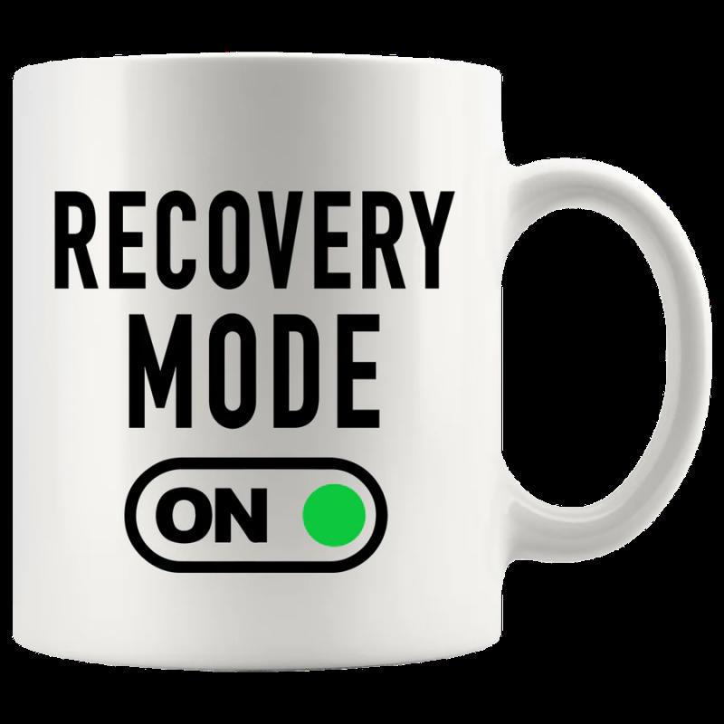 Tailorly White Ceramic 11 oz Mug - Recovery Mode On Digital Interface Style With Glowing Green Toggle Switch Button