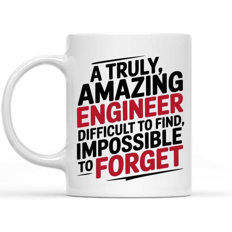 Tailorly White Ceramic 11 oz Mug - A Truly Amazing Engineer Difficult To Find Impossible To Forget Classic White Ceramic Kitchenware Featuring Bold Black And Red