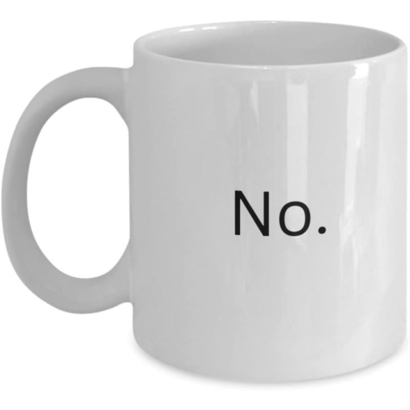 Tailorly White Ceramic 11 oz Mug - No Minimalist Sleek Polished With Large Circular Side Handle Mug