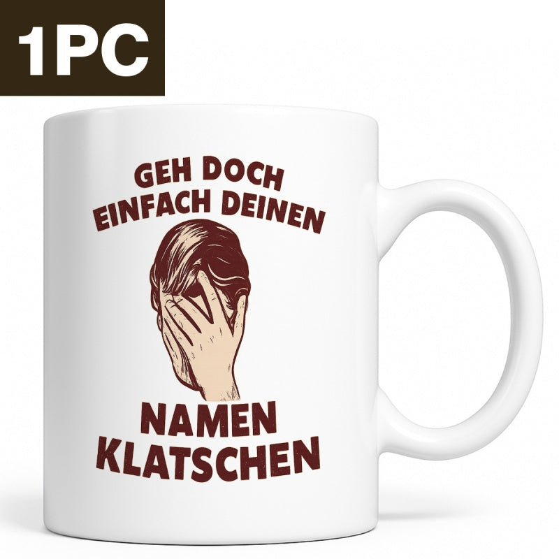 Tailorly White Ceramic 11 oz Mug - Simple Line Art Drawing Depicting A Distressed Person Performing Facepalm Gesture Man
