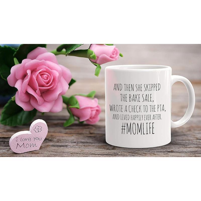 Tailorly White Ceramic 11 oz Mug - And Then She Skipped The Bake Sale Wrote A Check To The Pta And Lived Happily Ever After Momlife Minimalist White Ceramic Vessel