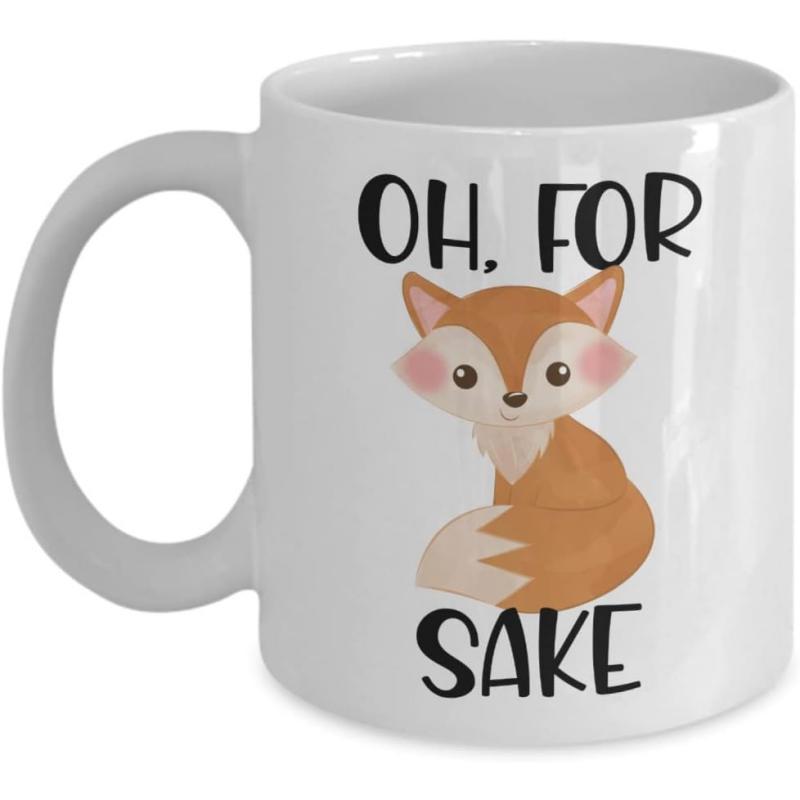 Tailorly White Ceramic 11 oz Mug - Oh For Sake Cute Little Orange Animal Sitting With Sweet Blushing Cheeks Fox