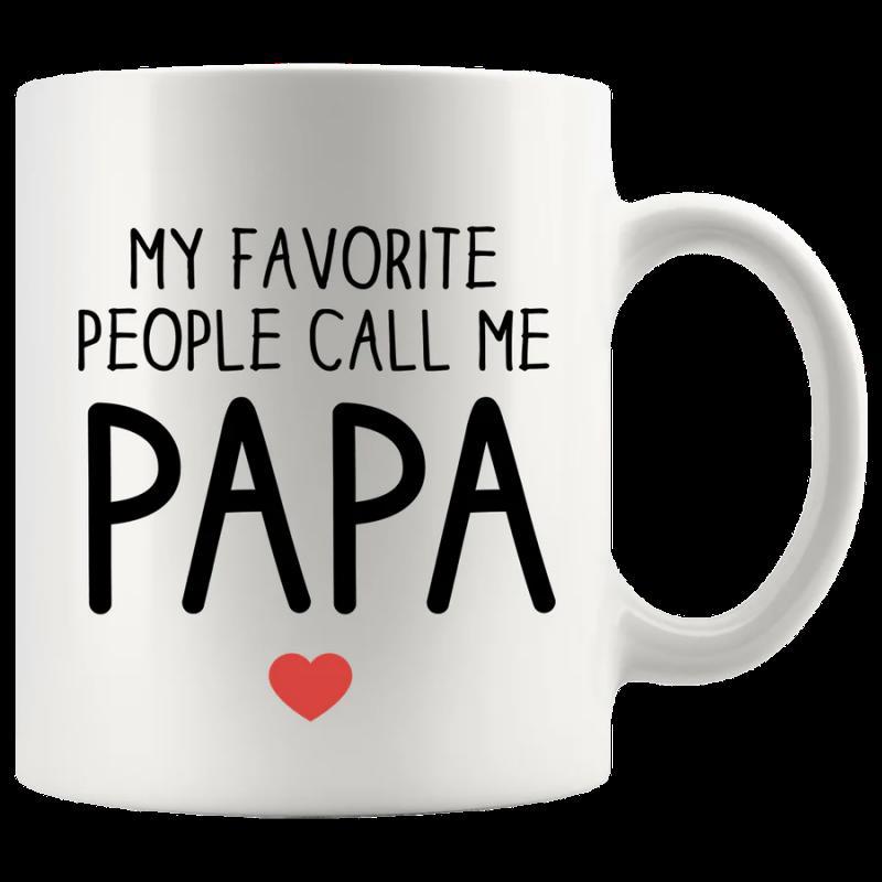 Tailorly White Ceramic 11 oz Mug - My Favorite People Call Me Papa Minimalist Featuring Hand Lettered Text And Tiny Heart Mug