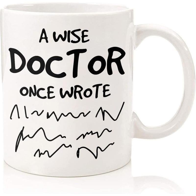 Tailorly White Ceramic 11 oz Mug - A Wise Doctor Once Wrote Hand Drawn Scribbles On A Clean