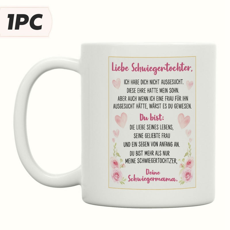 Tailorly White Ceramic 11 oz Mug - Delicate Pink Watercolor Hearts And Blooming Floral Elements In Gold Frame Rose