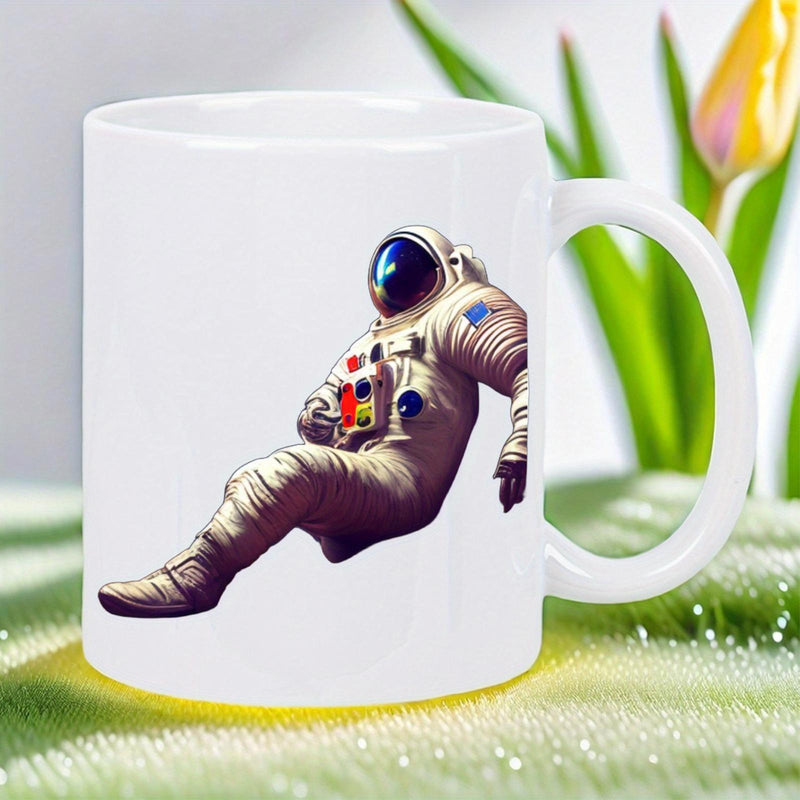 Tailorly White Ceramic 11 oz Mug - Graceful Floating Space Explorer In White Suit Drifting Through The Void Astronaut