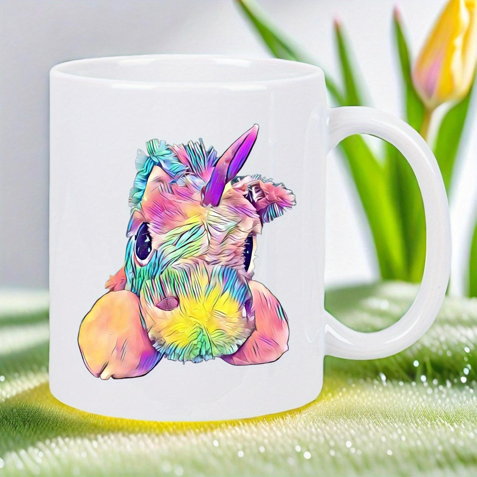 Tailorly White Ceramic 11 oz Mug - Vibrant Watercolor Rainbow Colors Featuring A Majestic Fantasy Horned Mythical Creature Unicorn