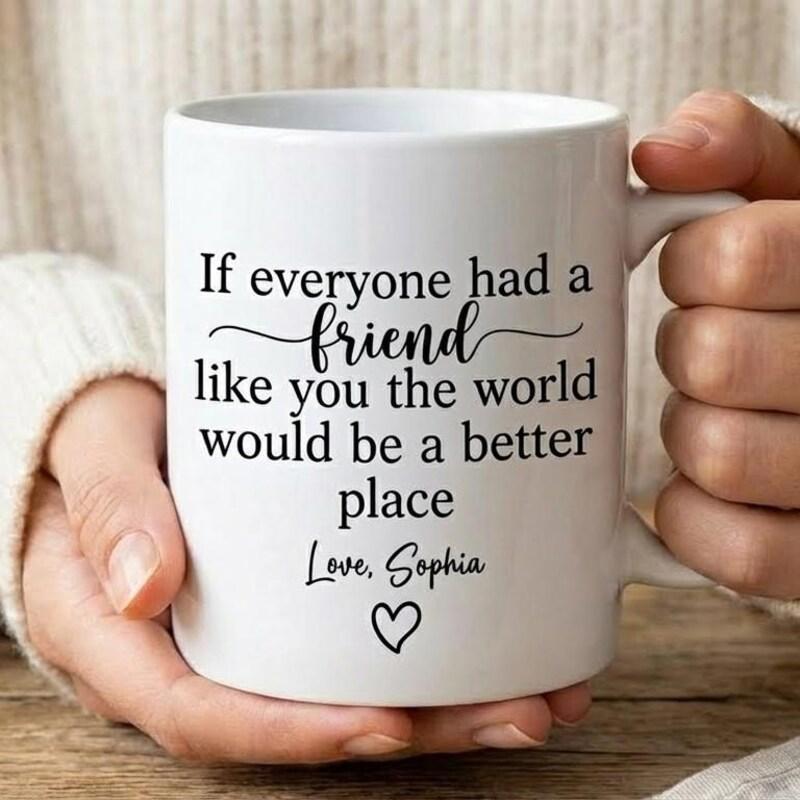 Tailorly White Ceramic 11 oz Mug - If Everyone Had A Friend Like You The World Would Be A Better Place Love Sophia Minimalist Line Art Design Showcasing A Small