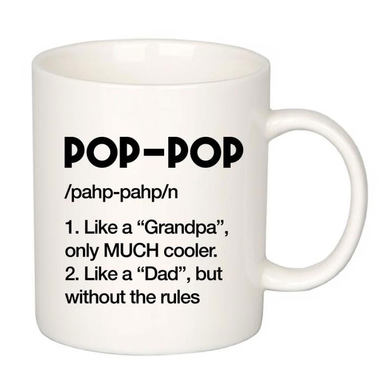 Tailorly White Ceramic 11 oz Mug - Pop Pop Grandpa Dad Dictionary Style Typography Layout Featuring Bold Letters And Clean Minimalist Aesthetic Sign