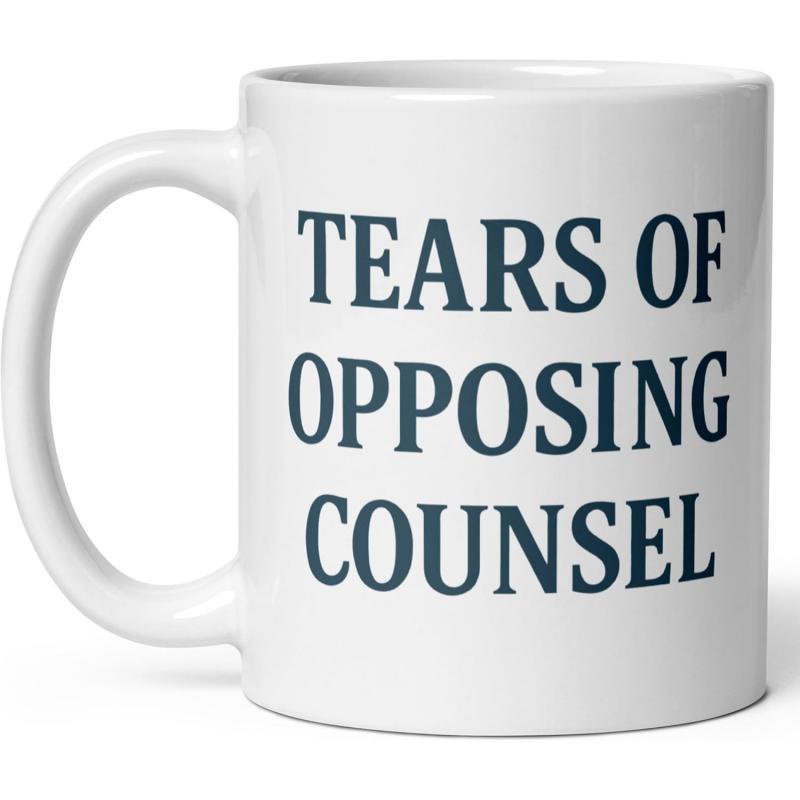 Tailorly White Ceramic 11 oz Mug - Tears Of Opposing Counsel Minimalist White Ceramic Drinkware Featuring Bold Printed Sarcastic Legal Professional Statement Mug