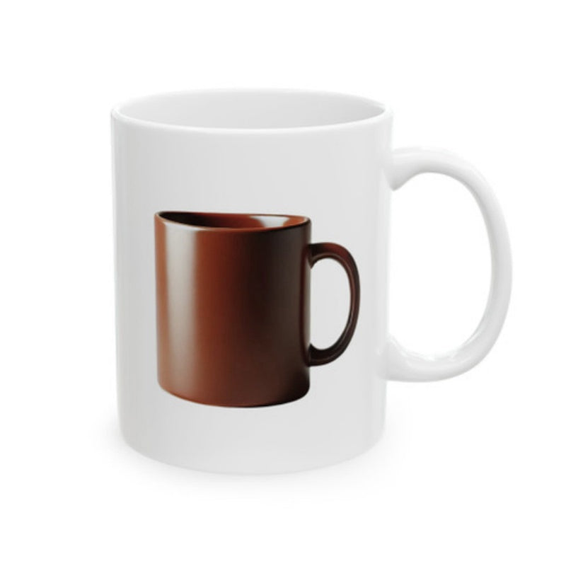 Tailorly White Ceramic 11 oz Mug - Classic Minimalist Brown Vessel Depicted Against A Bright White Smooth Background Mug
