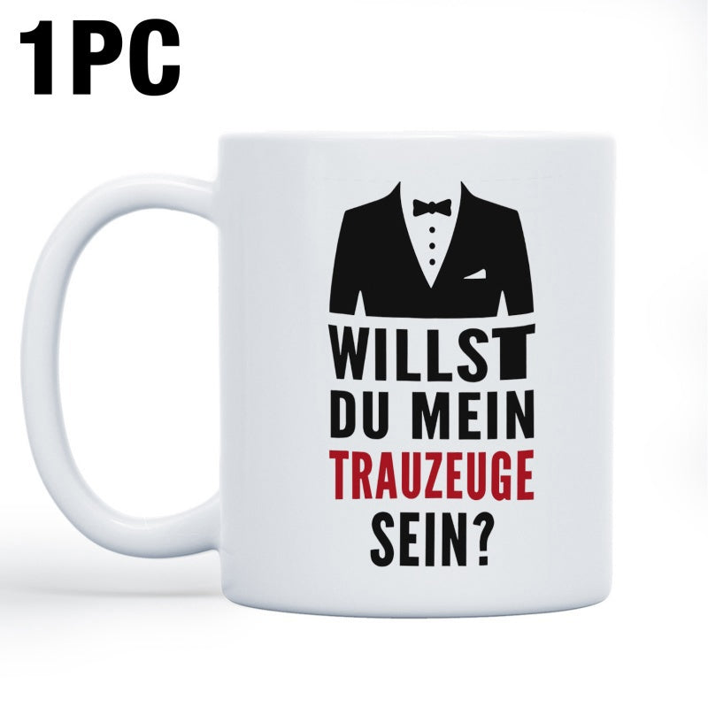 Tailorly White Ceramic 11 oz Mug - Black Formal Tuxedo Silhouette With Bow Tie And Classic White Shirt Tuxedo