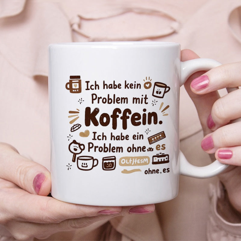 Tailorly White Ceramic 11 oz Mug - Scattered Coffee Beans And Cute Decorative Mugs With Sweet Chocolate Mug