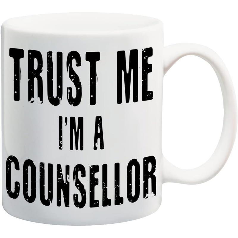 Tailorly White Ceramic 11 oz Mug - Trust Me Im A Counsellor Distressed Black Typography Centered On A Clean White Background Mug