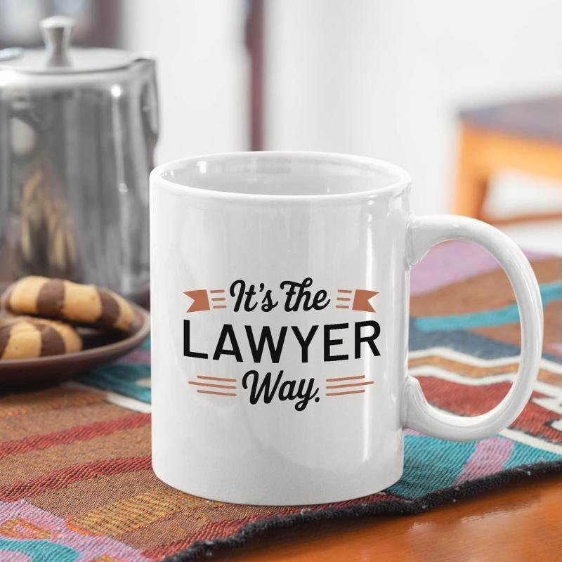 Tailorly White Ceramic 11 oz Mug - Its The Lawyer Way Minimalist Typography Featuring Professional Decorative Ribbons With Bold Horizontal Accents Typography