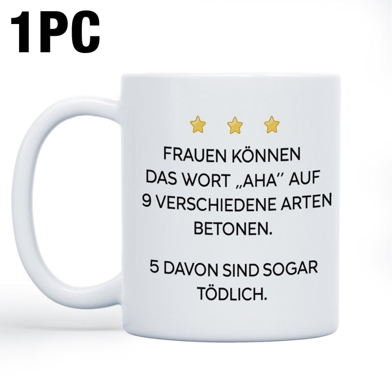 Tailorly White Ceramic 11 oz Mug - Three Golden Stars Shining Above A Minimalist Clean