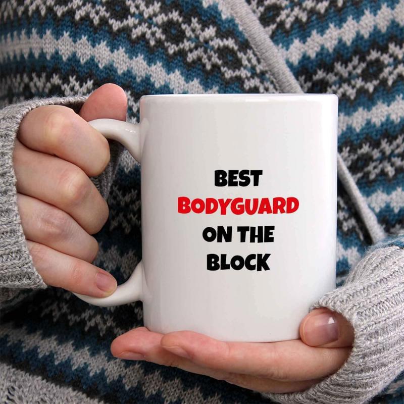 Tailorly White Ceramic 11 oz Mug - Best Bodyguard On The Block Minimalist White Ceramic Vessel With Bold Typography For Protective Professionals Mug