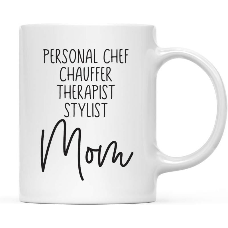 Tailorly White Ceramic 11 oz Mug - Personal Chef Chauffer Therapist Stylist Mom Elegant Script Typography On Durable Handled Coffee Mug