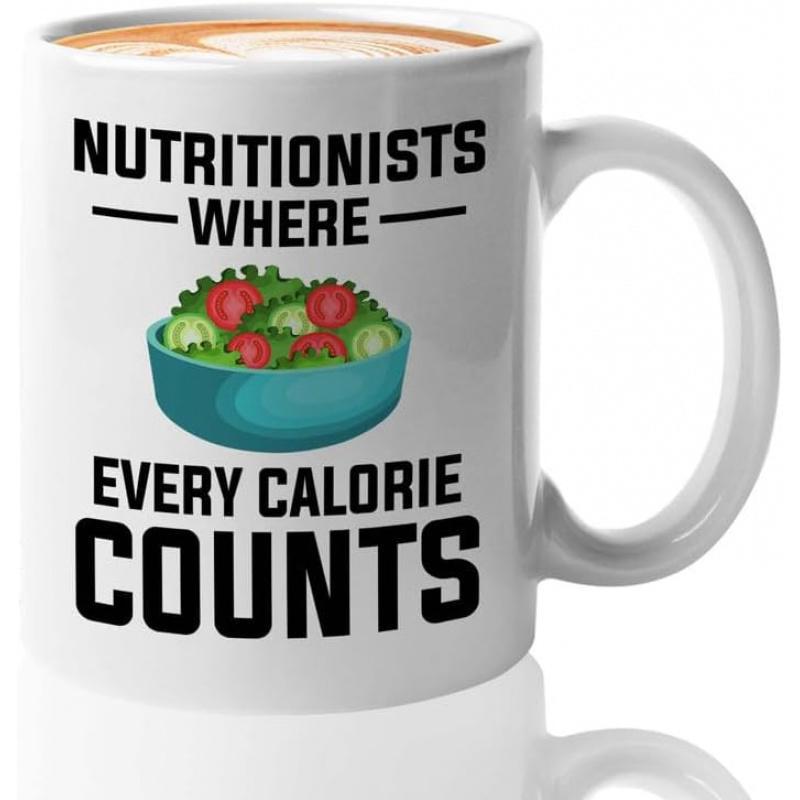 Tailorly White Ceramic 11 oz Mug - Nutritionists Where Every Calorie Counts Vibrant Green Vegetables Resting Inside A Blue Ceramic Bowl Salad