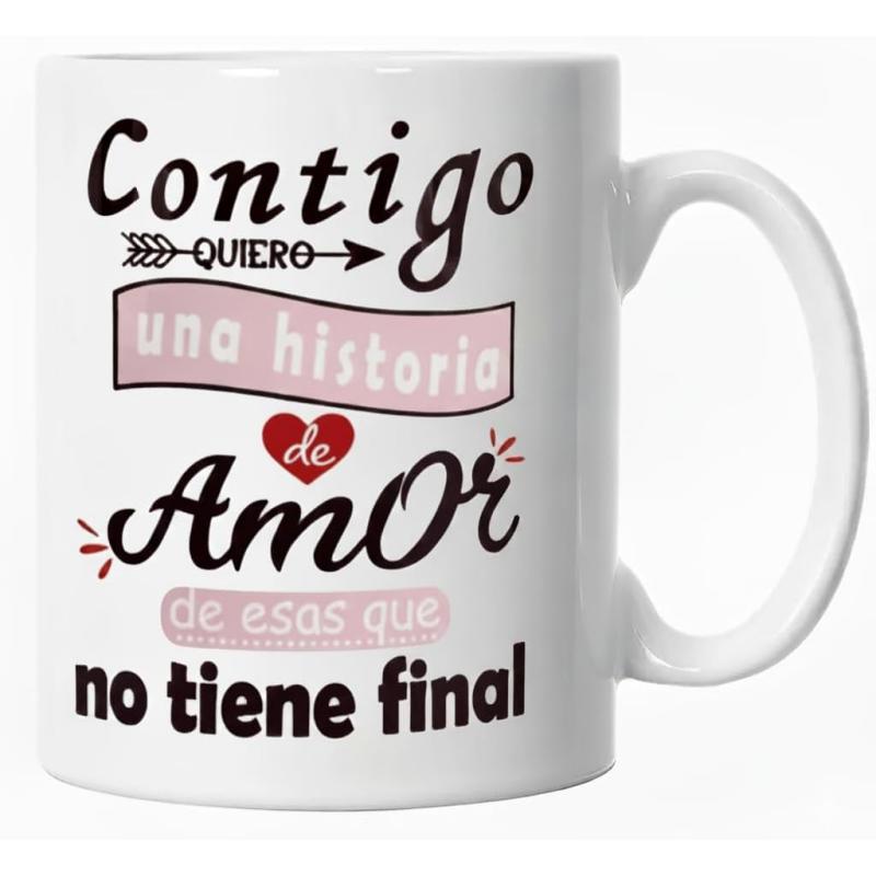 Tailorly White Ceramic 11 oz Mug - Elegant Artistic Script Featuring Romantic Hearts And Stylized Banner Decor Heart