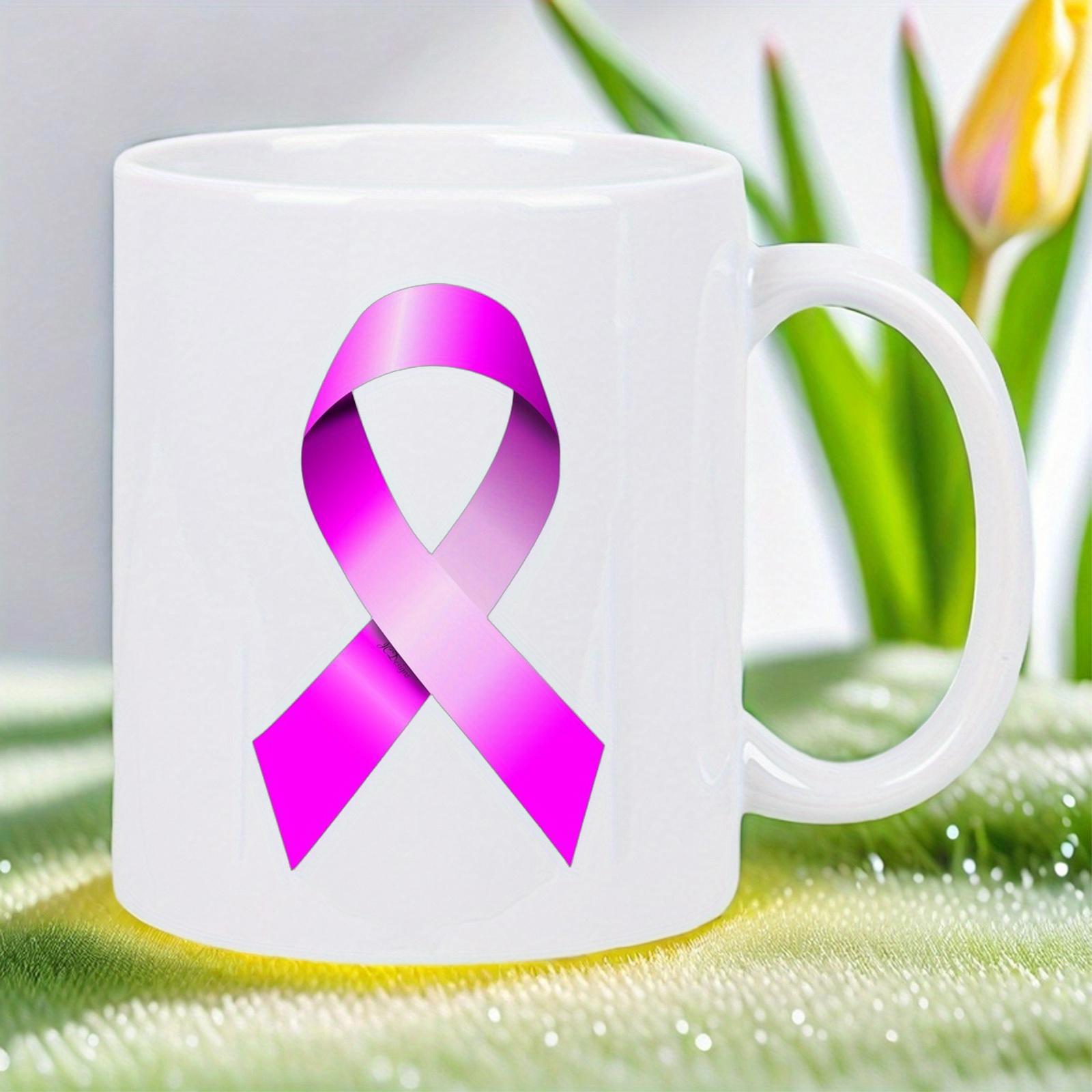 Tailorly White Ceramic 11 oz Mug - Vibrant Magenta Ribbon Floating Against A Pure White Background Minimalist Design Ribbon