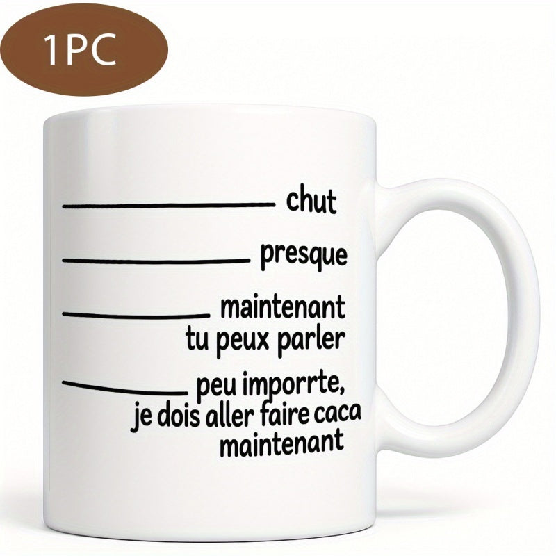 Tailorly White Ceramic 11 oz Mug - Minimalist Horizontal Level Lines Representing Coffee Consumption Progress For Morning Mug