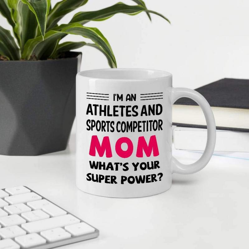 Tailorly White Ceramic 11 oz Mug - Im An Athletes And Sports Competitor Mom Whats Your Super Power Bold Black And Pink Typography On A Clean White Surface Mug