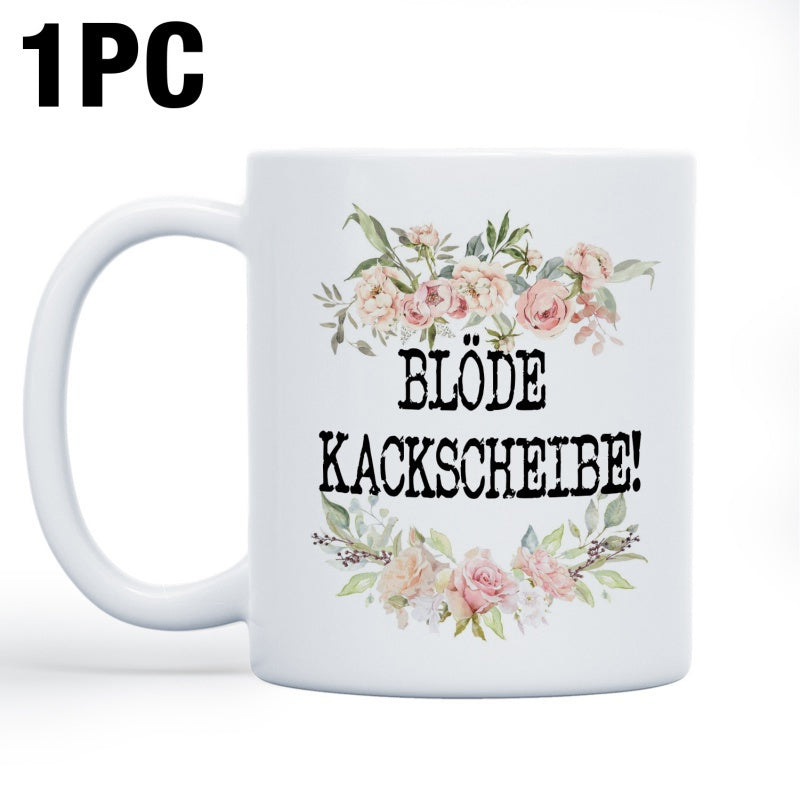Tailorly White Ceramic 11 oz Mug - Beautiful Watercolor Pink Roses Surrounded By Soft Green Botanical Leaves Flower