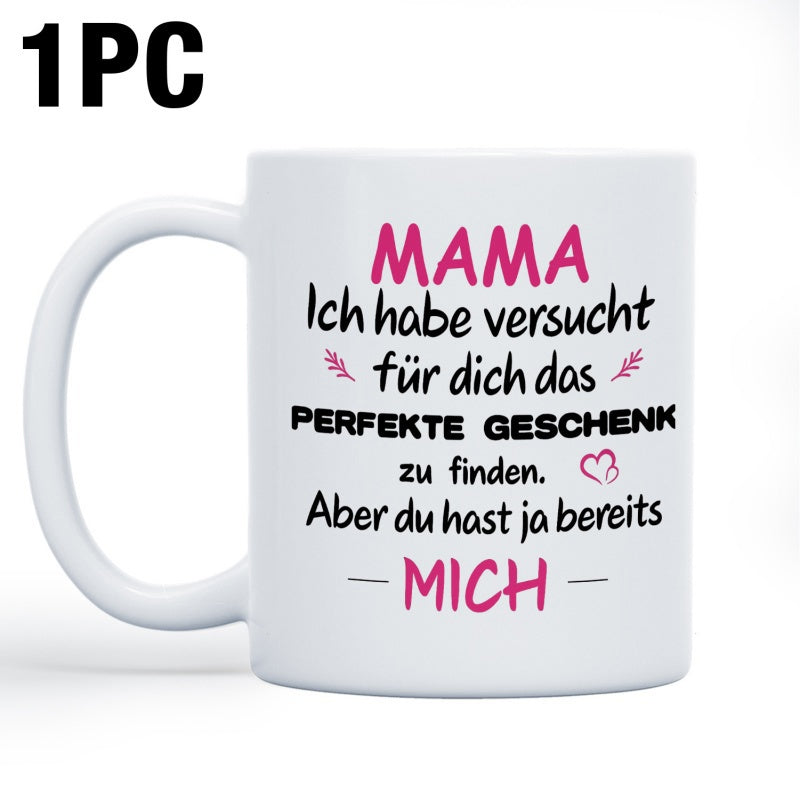 Tailorly White Ceramic 11 oz Mug - Mama Elegant Featuring Small Pink Hearts And Decorative Leaves Mug