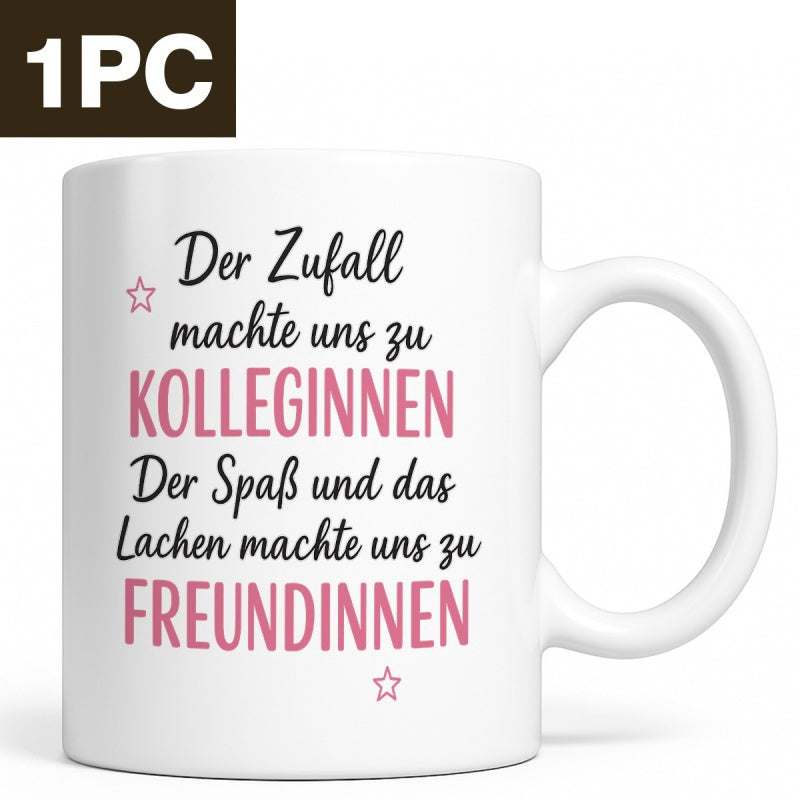Tailorly White Ceramic 11 oz Mug - Elegant Script Typography Featuring Tiny Pink Five Pointed Stars Mug