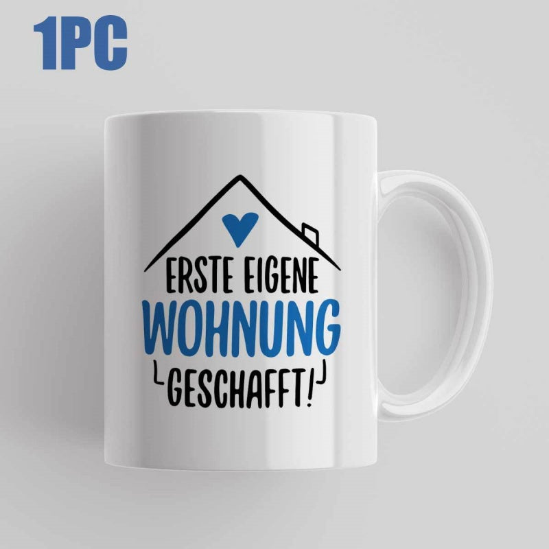 Tailorly White Ceramic 11 oz Mug - Minimalist Line Drawing Of A Home Roof With A Small Heart House