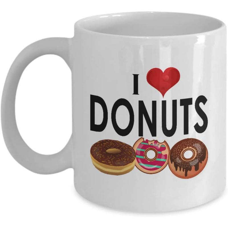 Tailorly White Ceramic 11 oz Mug - I Donuts Delicious Sweet Assorted Pastries With Chocolate Glaze And Strawberry Sprinkles Donut