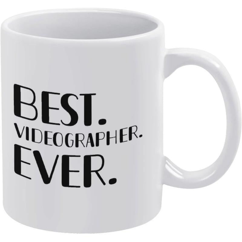 Tailorly White Ceramic 11 oz Mug - Best Videographer Ever Minimalist White Ceramic With Bold Black Typographic Professional Career Appreciation Mug