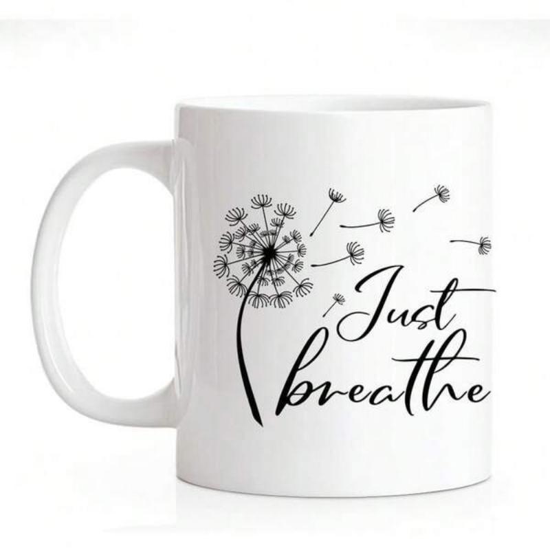 Tailorly White Ceramic 11 oz Mug - Just Breathe Delicate Seeds Blowing In The Gentle Wind From A Majestic Wild Dandelion