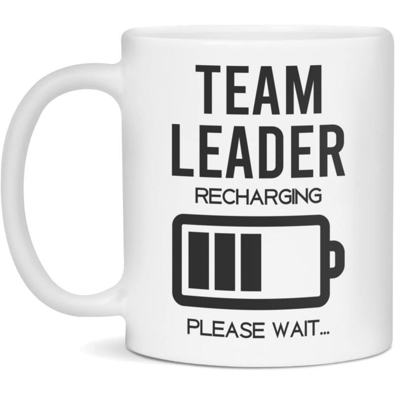 Tailorly White Ceramic 11 oz Mug - Team Leader Recharging Please Wait Simple Black Battery Indicator With Three Charging Bars On A Ceramic Mug