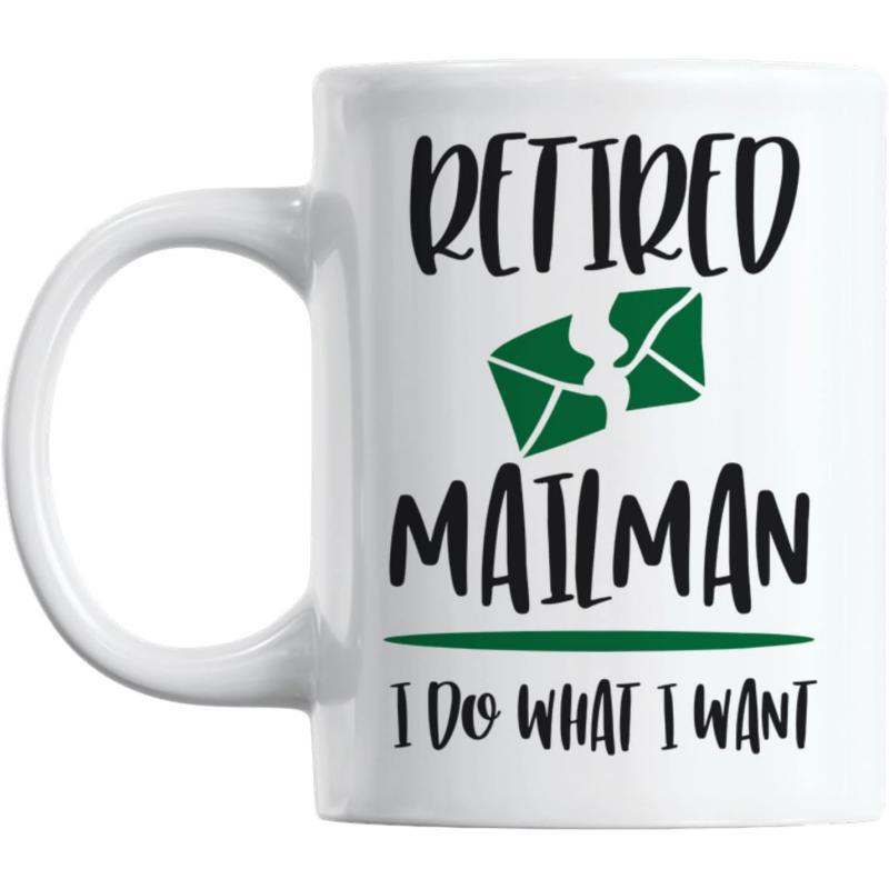 Tailorly White Ceramic 11 oz Mug - Retired Mailman I Do What I Want Simple Green Torn Letter Envelope Graphic Featuring Decorative Elements Envelope