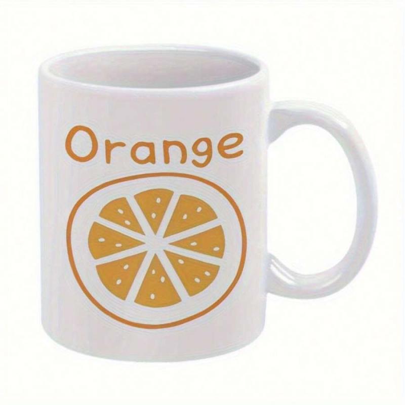 Tailorly White Ceramic 11 oz Mug - Orange Minimalist Sliced Citrus Fruit Featuring Symmetrical Segments Within Circular Border Orange