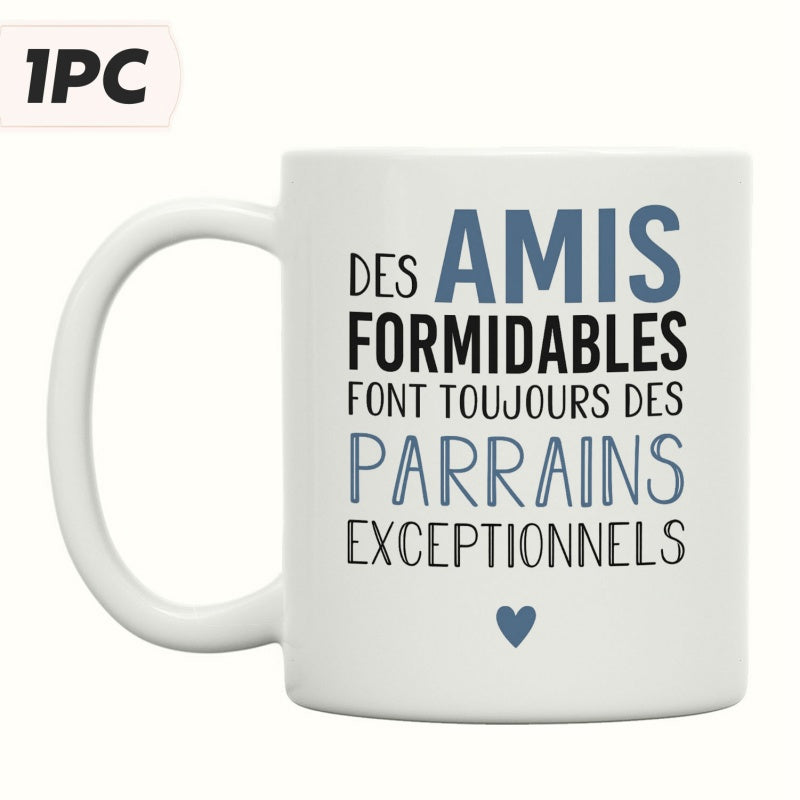 Tailorly White Ceramic 11 oz Mug - Minimalist Blue Heart Icon Below Elegant Stylized Multi Font Quote Heart