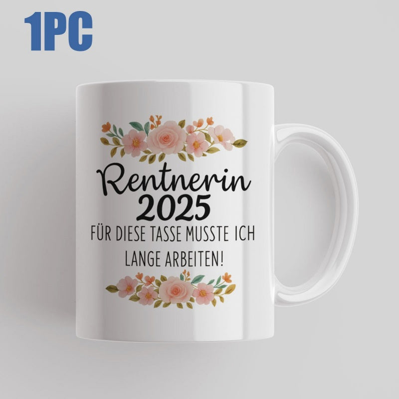 Tailorly White Ceramic 11 oz Mug - Soft Pink Watercolor Petals And Natural Green Foliage In Horizontal Symmetry Rose