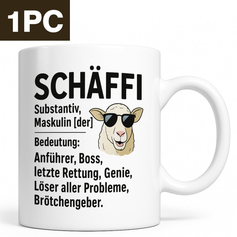 Tailorly White Ceramic 11 oz Mug - Cool Sheep Wearing Black Sunglasses With A Confident Smiling Expression Sheep