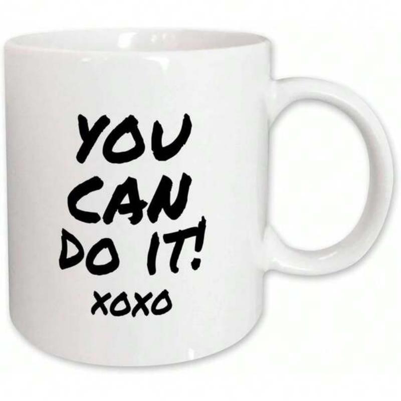 Tailorly White Ceramic 11 oz Mug - You Can Do It Xoxo Handwritten Bold Black Text Floating On A Clean Minimalist Background Mug