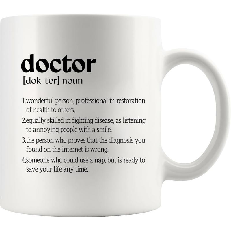 Tailorly White Ceramic 11 oz Mug - Doctor Minimalist Black Text Printed On Smooth White Ceramic Daily Kitchen Mug
