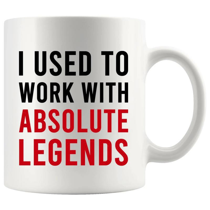 Tailorly White Ceramic 11 oz Mug - I Used To Work With Absolute Legends Bold Typography Featuring Stark Contrast Between Black And Vibrant Red Slogan